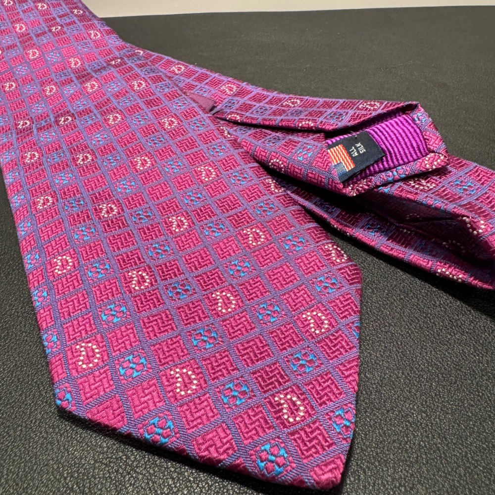 Ventura Tie Purple Paisley Geometric Silk Made in USA Luxury Business Jacquard